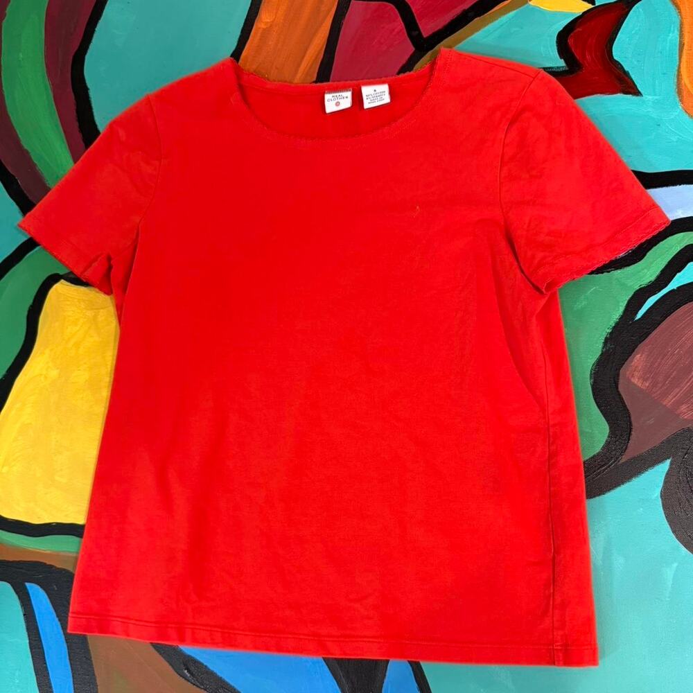 Real Clothes Brand Red Scalloped Cotton Preppy Tee